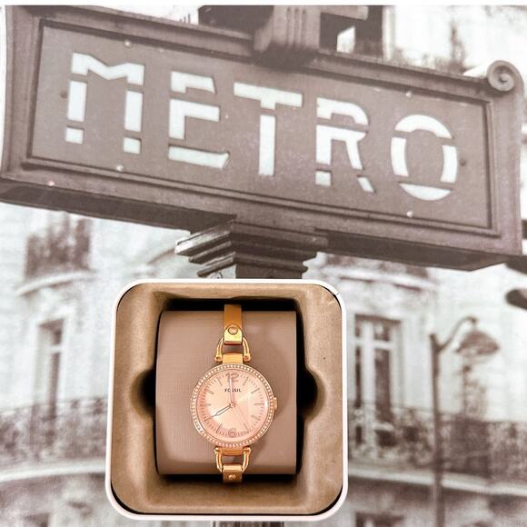 Elegant Fossil ES3266 Ladies Rose Gold Tone Open Link Bracelet Watch main image 4